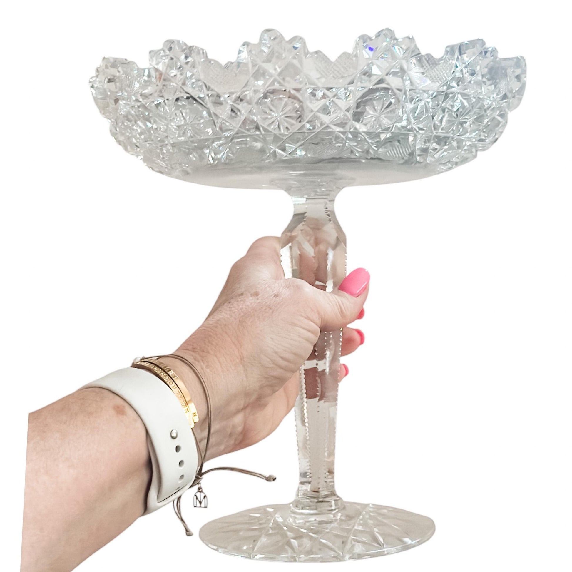 Vintage American Brilliant Period Cut Glass Compote Set, Elegant Wedding Decor & Heirloom Gift