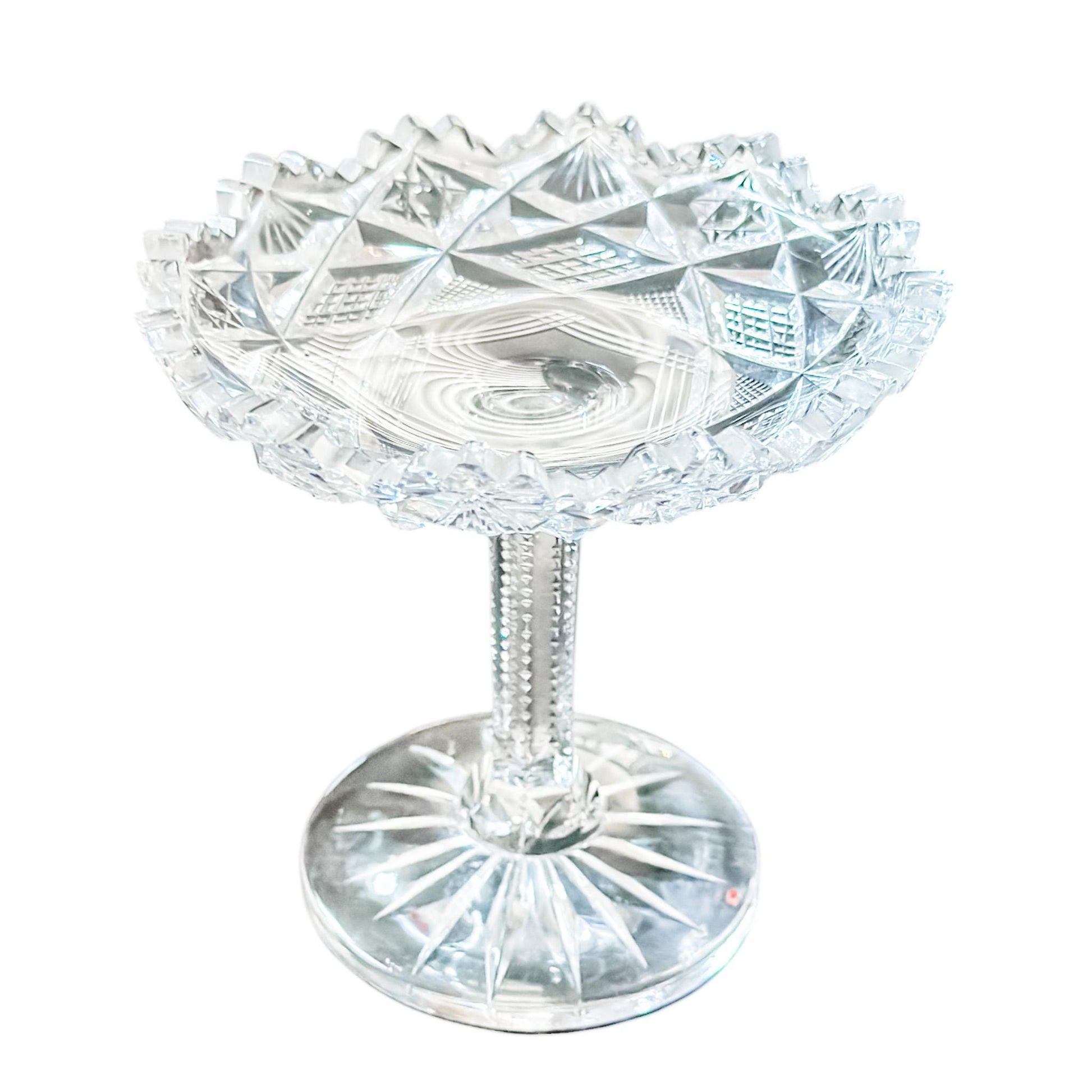 Vintage American Brilliant Period Cut Glass Compote Set, Elegant Wedding Decor & Heirloom Gift