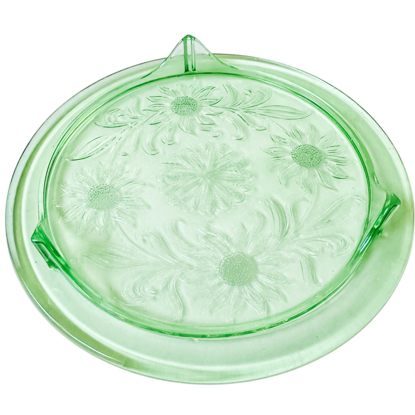Vintage Jeannette Glass Sunflower Cake Plates, 1930's, Spring Tabletop Decor