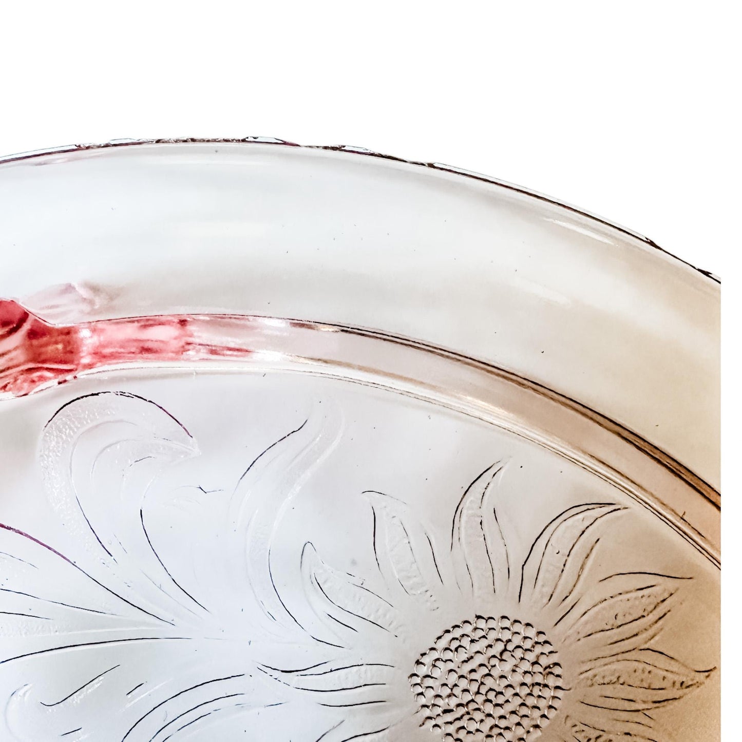 Vintage Jeannette Glass Sunflower Cake Plates, 1930's, Spring Tabletop Decor