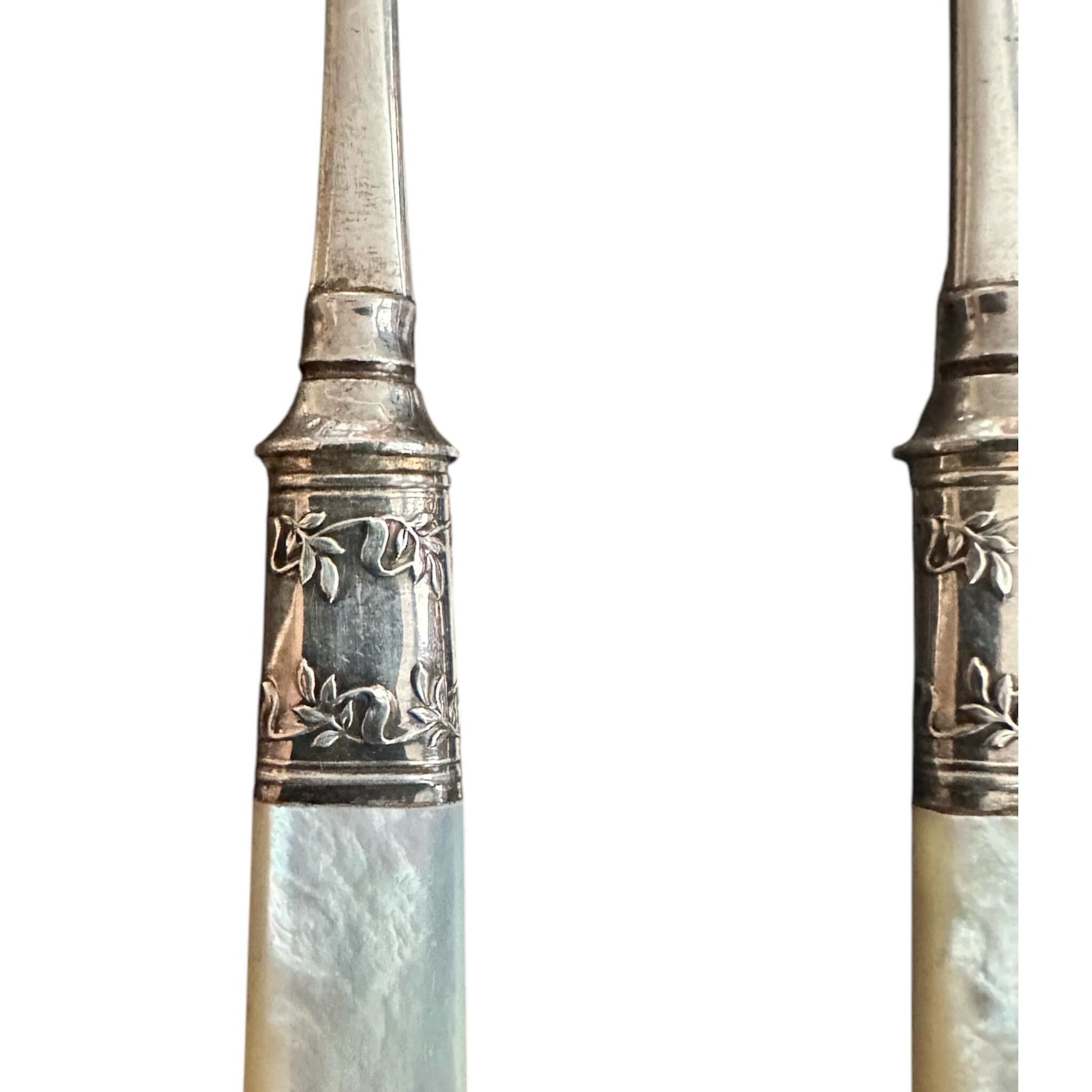 Antique Pearl Handled Seafood Forks, Landers, Frary & Clark Cocktail Forks, 1900's