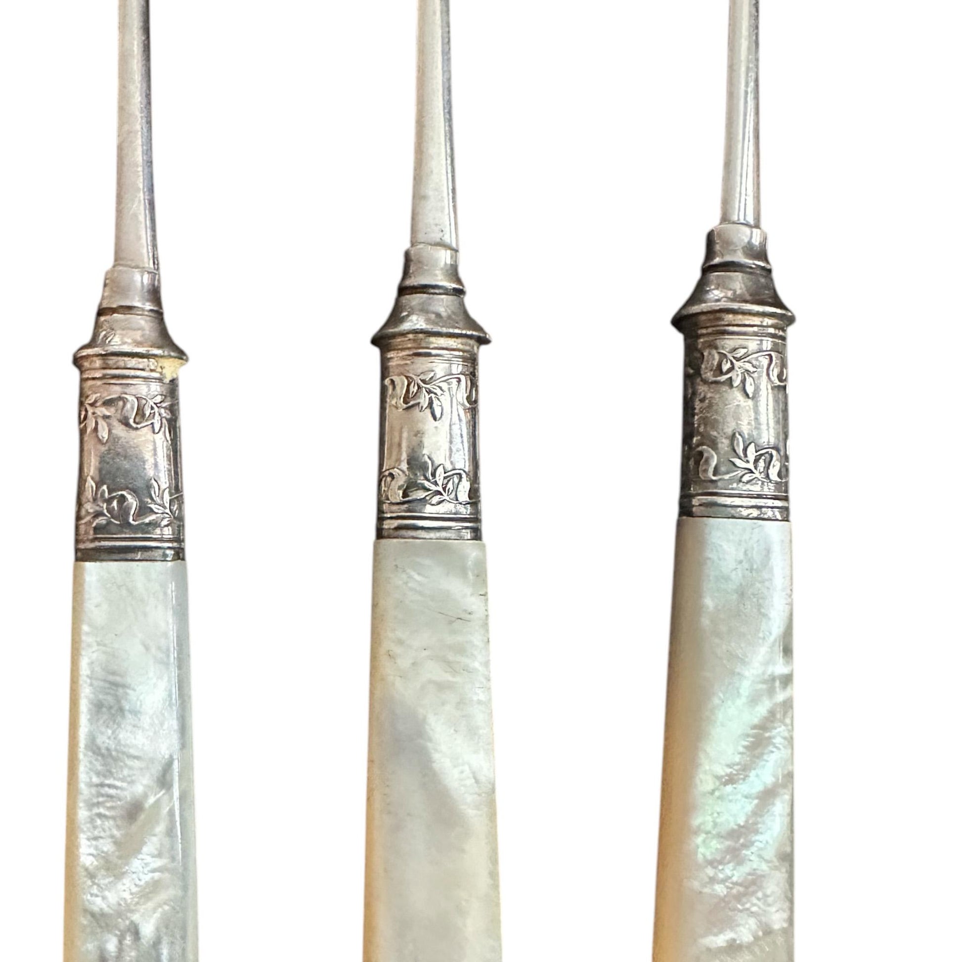 Antique Pearl Handled Seafood Forks, Landers, Frary & Clark, Wedding Gift for Couple