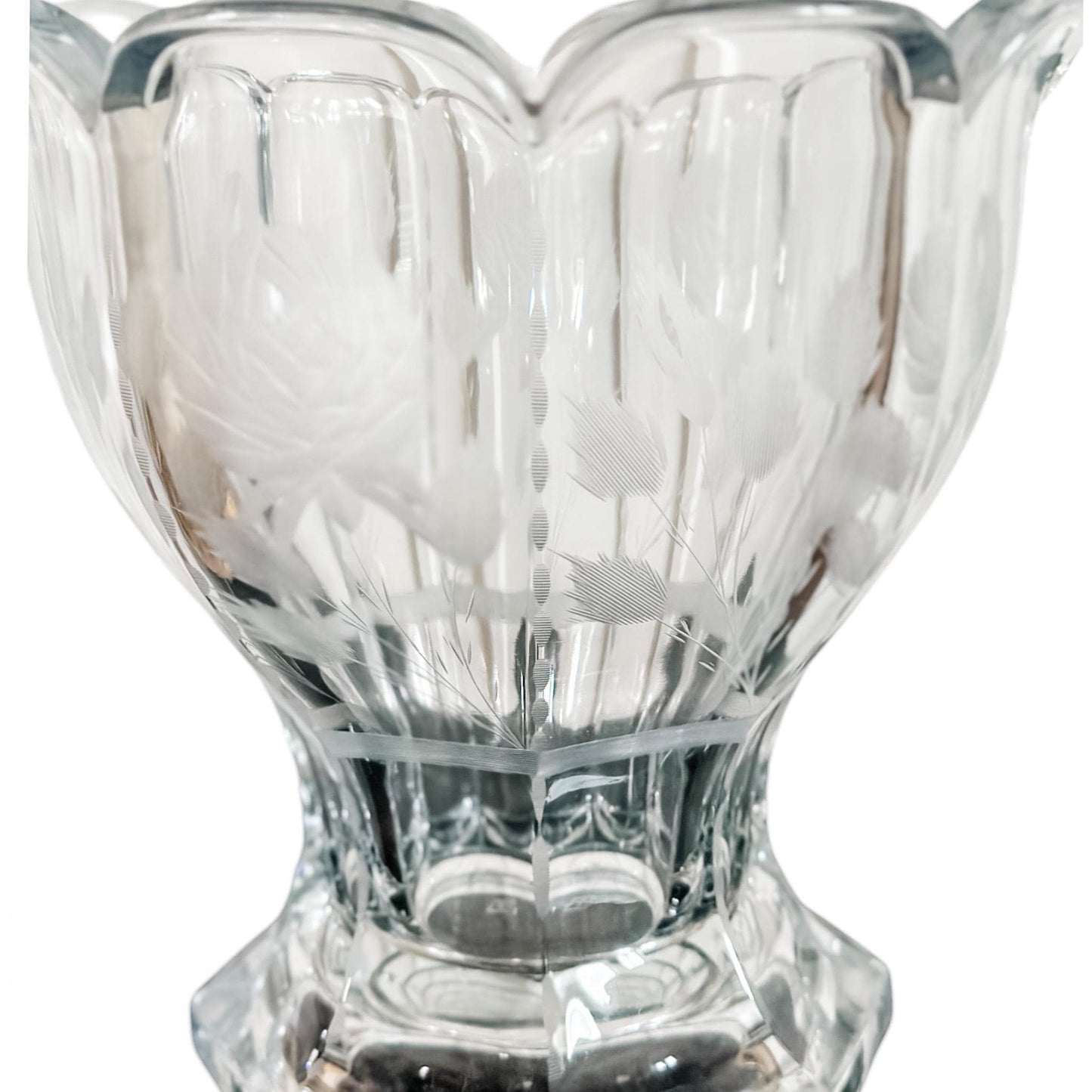Vintage Heisey Crystal Bridal Basket: 1920s Etched Flower Design