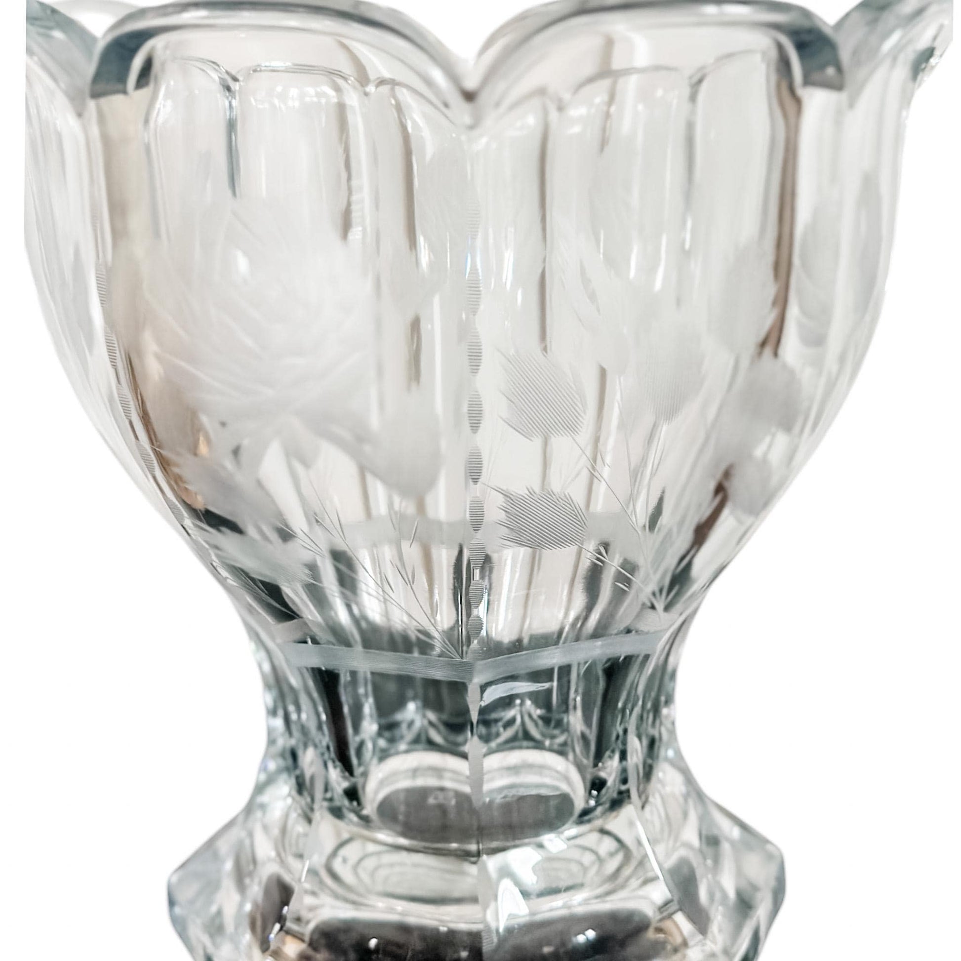 Vintage Heisey Crystal Bridal Basket: 1920s Etched Flower Design