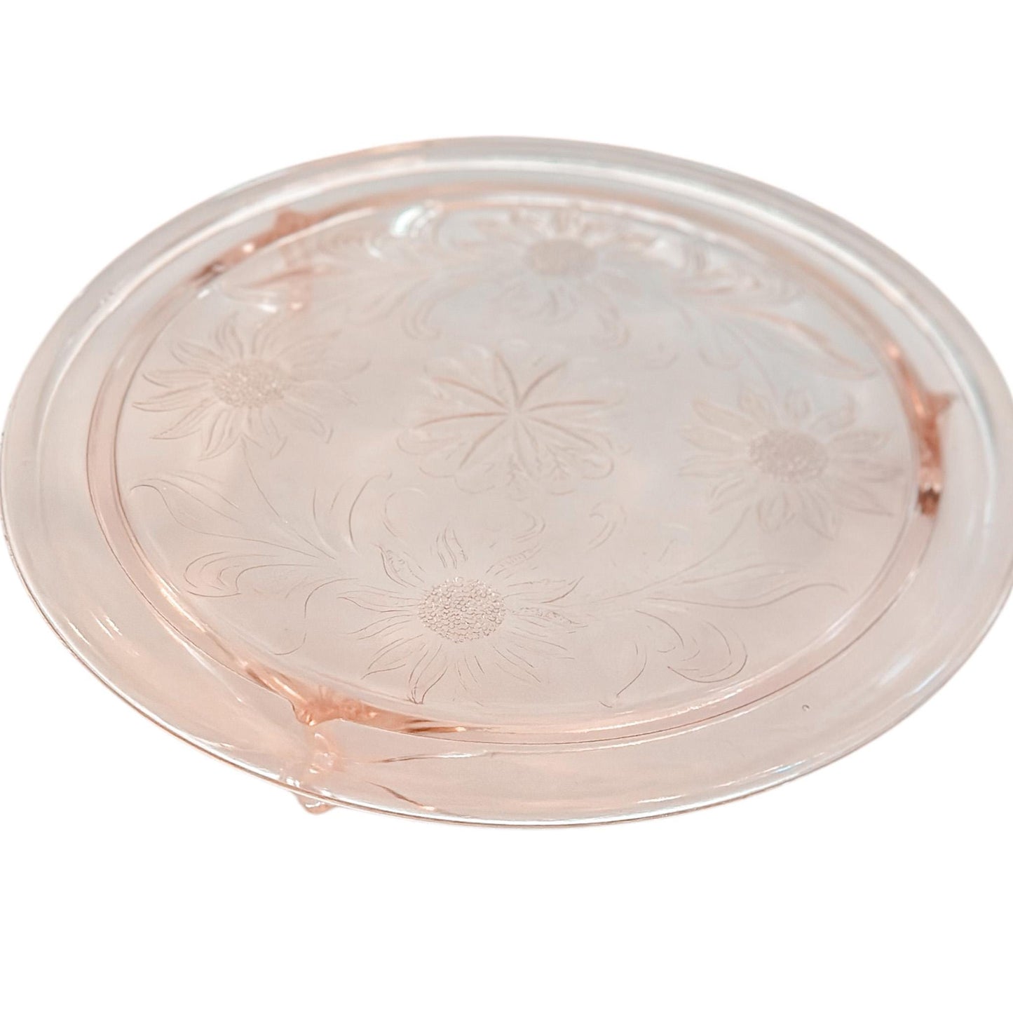 Vintage Jeannette Glass Sunflower Cake Plates, 1930's, Spring Tabletop Decor