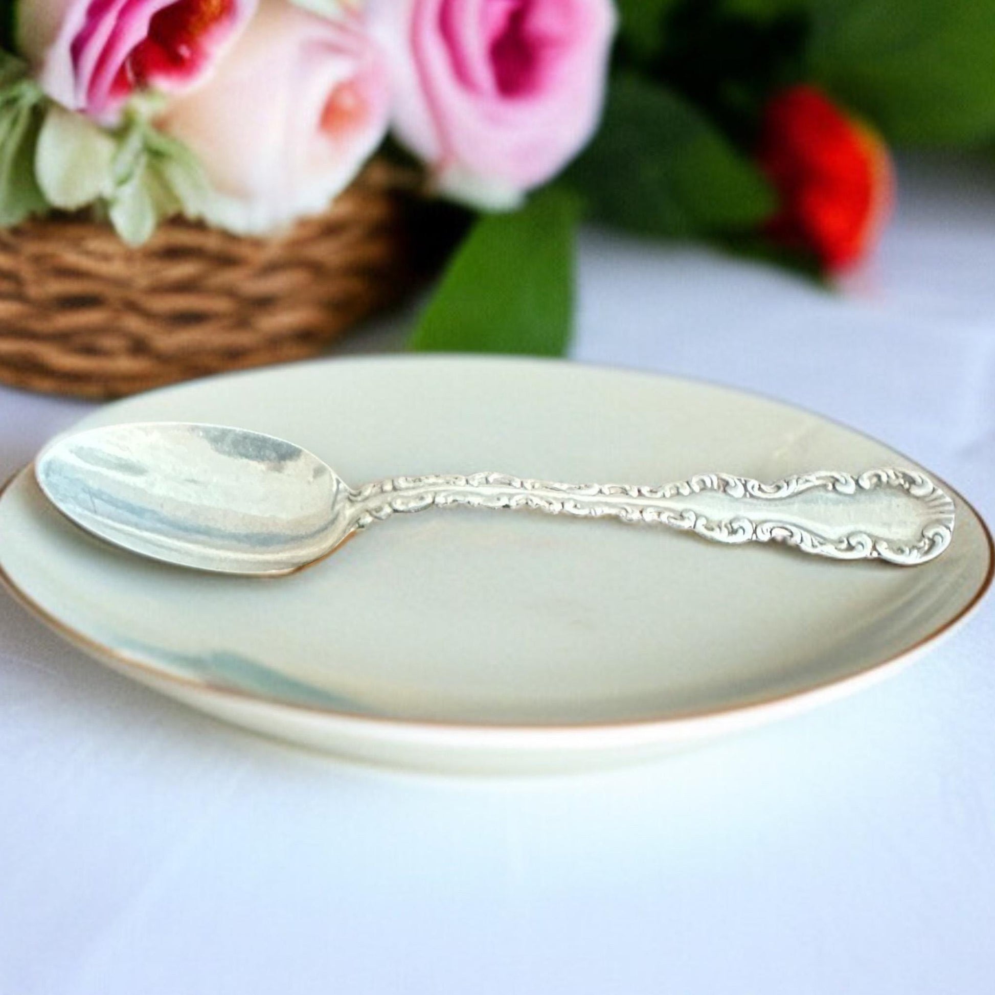 Antique Sterling Silver, Louis XV Demitasse Spoon, 1891, Wedding Gift for Couple