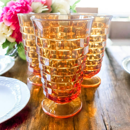 Vintage Whitehall Amber Iced Tea Goblets, Indiana Glass, Set of Five, Best Friend Gifts