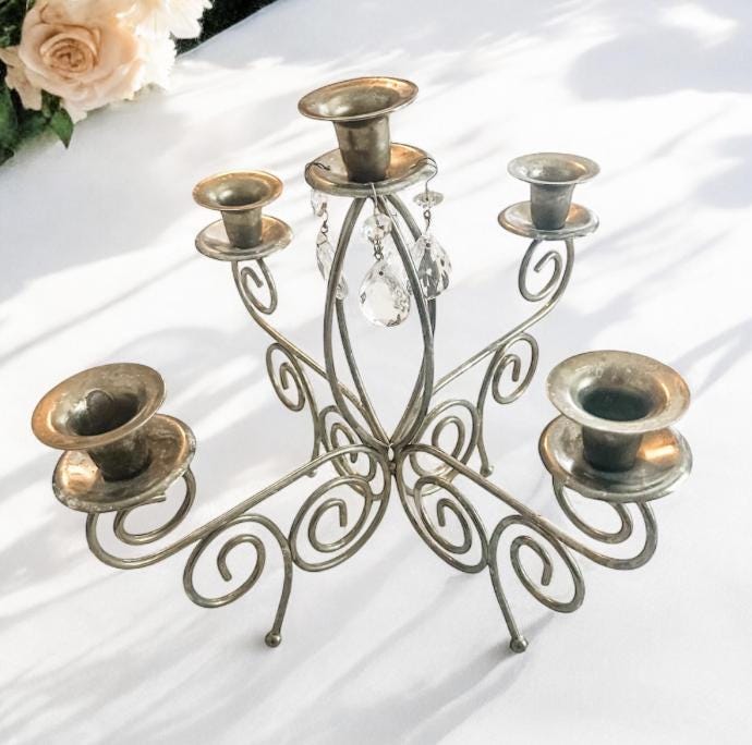 Vintage Homco 5-Arm Candelabra, Wedding Centerpiece, Elegant Home Decor Gift