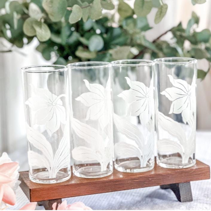 Mid-Century Highball Tom Collins Tumblers, Set of Four, Summer Entertaining