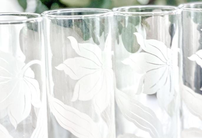 Mid-Century Highball Tom Collins Tumblers, Set of Four, Summer Entertaining
