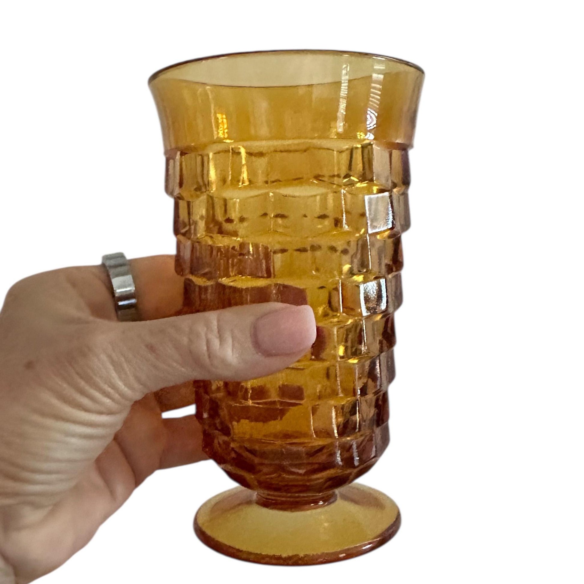 Vintage Whitehall Amber Iced Tea Goblets, Indiana Glass, Set of Five, Best Friend Gifts