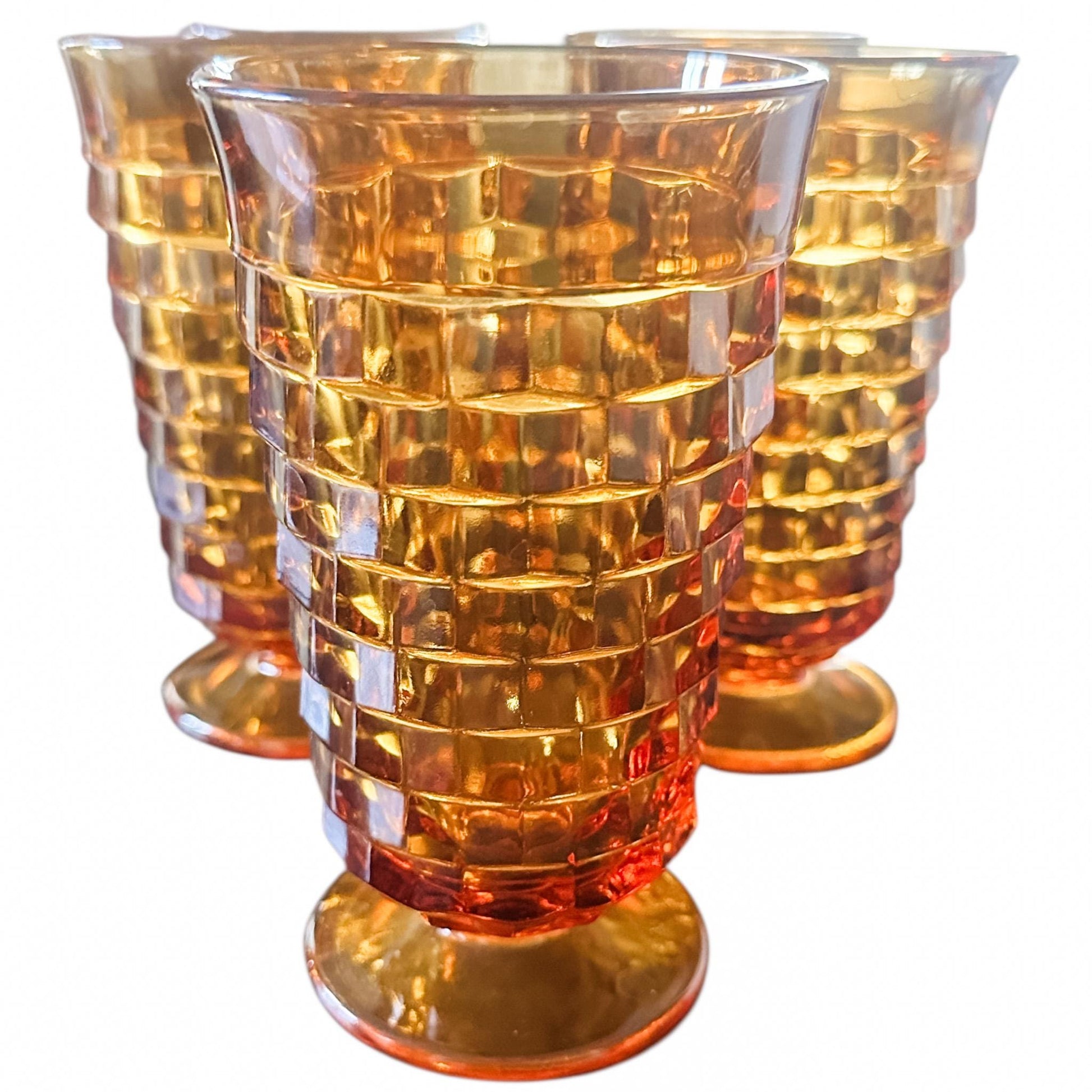 Vintage Whitehall Amber Iced Tea Goblets, Indiana Glass, Set of Five, Best Friend Gifts