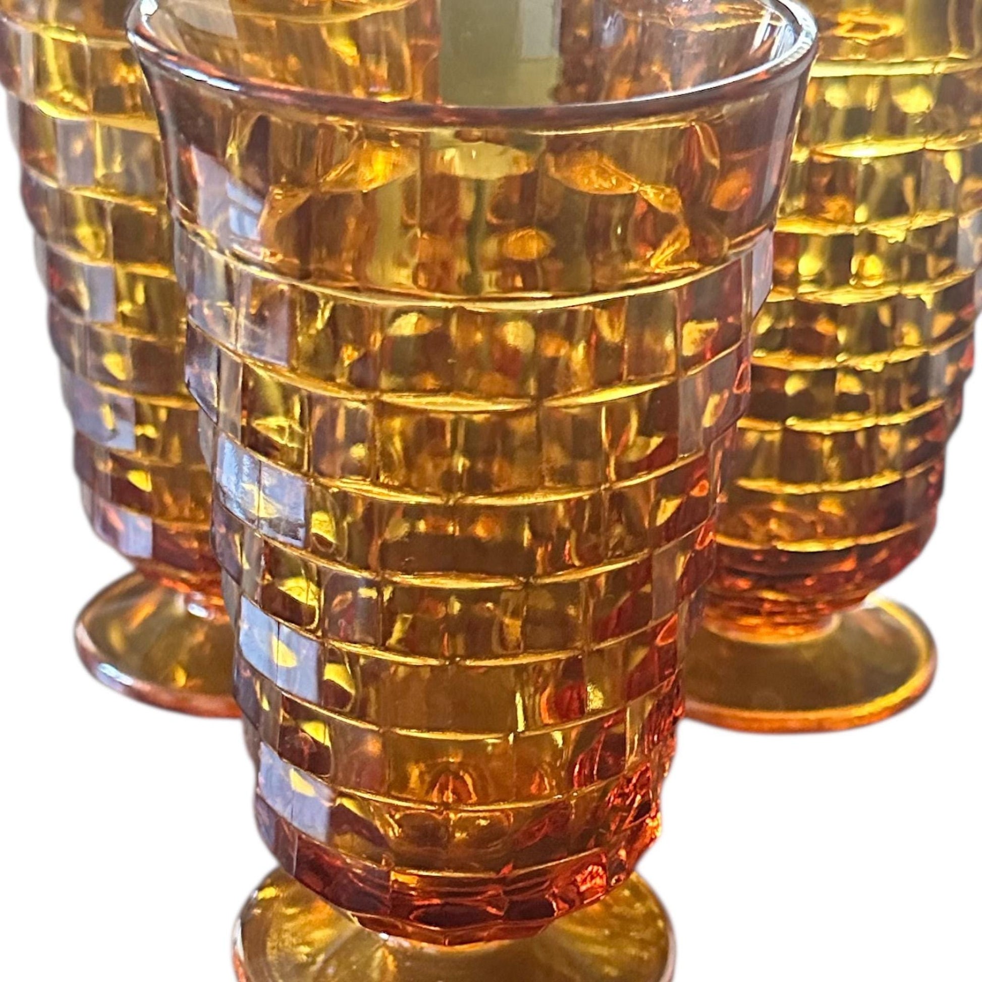 Vintage Whitehall Amber Iced Tea Goblets, Indiana Glass, Set of Five, Best Friend Gifts