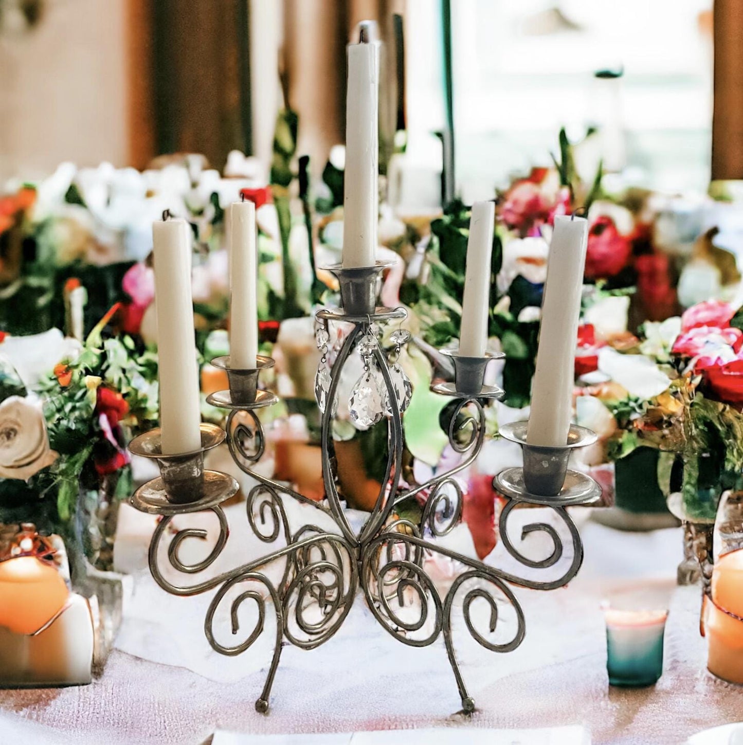 Vintage Homco 5-Arm Candelabra, Wedding Centerpiece, Elegant Home Decor Gift