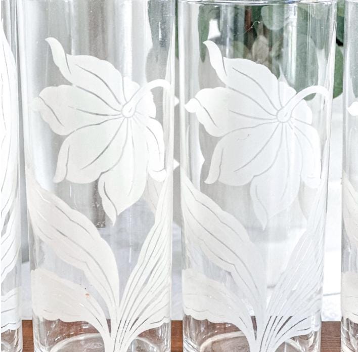 Mid-Century Highball Tom Collins Tumblers, Set of Four, Summer Entertaining