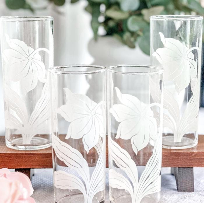 Mid-Century Highball Tom Collins Tumblers, Set of Four, Summer Entertaining