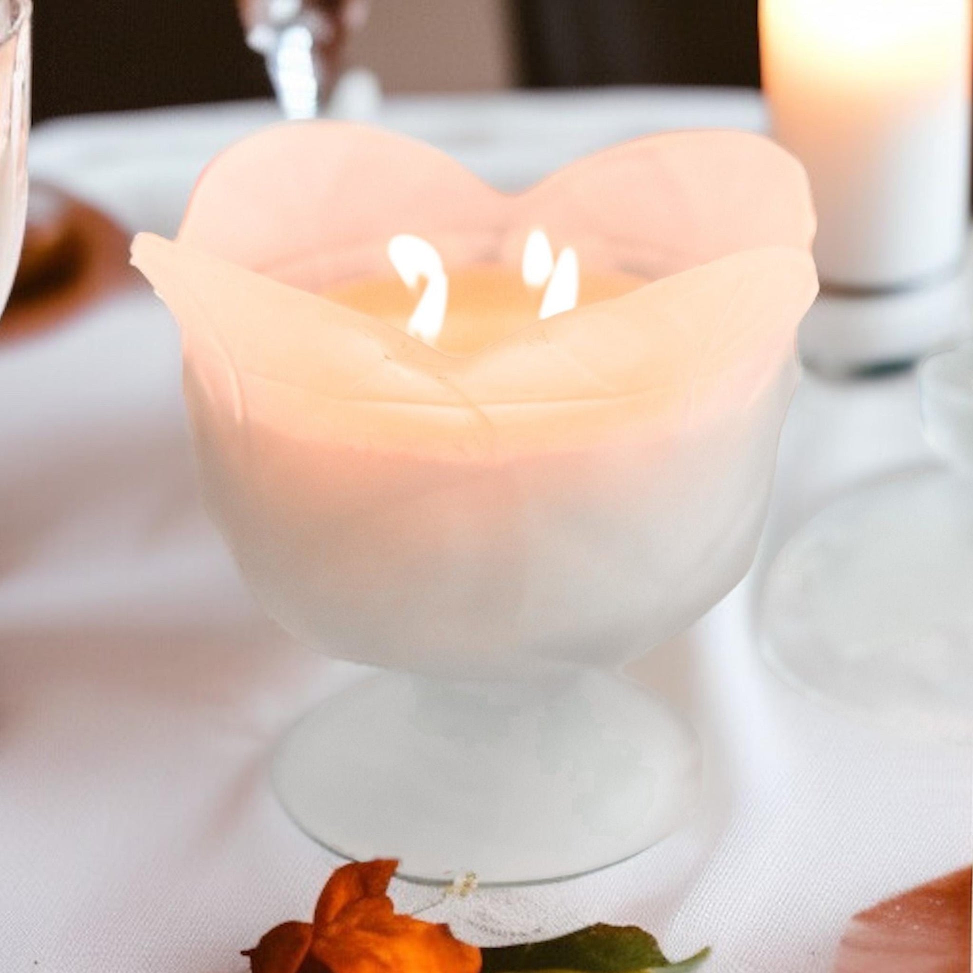 Soy Candle in Vintage Viking Glass Cabbage Dish, Fall Candle, Vintage Candle Décor