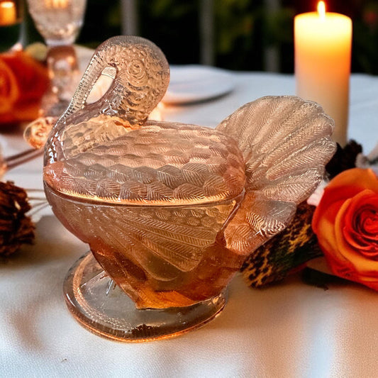 Vintage Pink Turkey Candle, Fall Soy Candle, Thanksgiving Table Decor