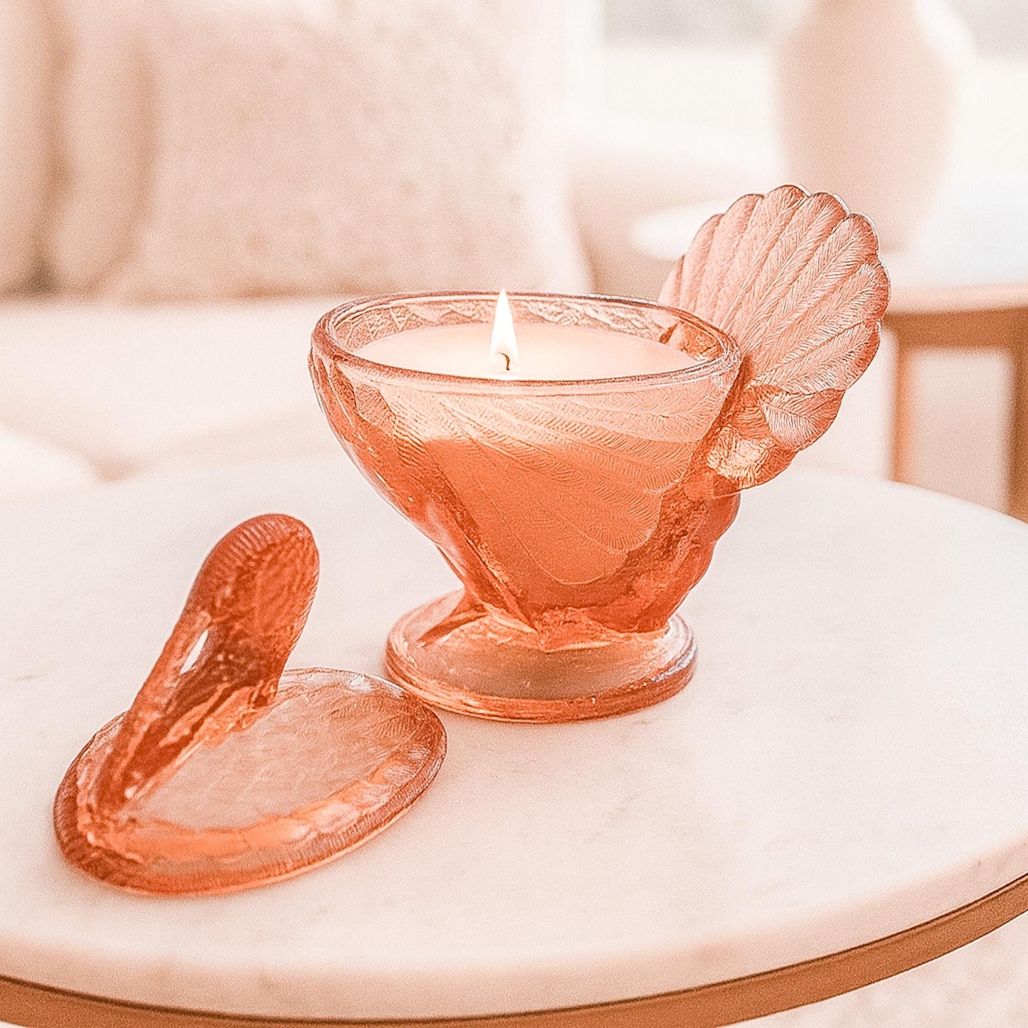 Vintage Pink Turkey Candle, Fall Soy Candle, Thanksgiving Table Decor