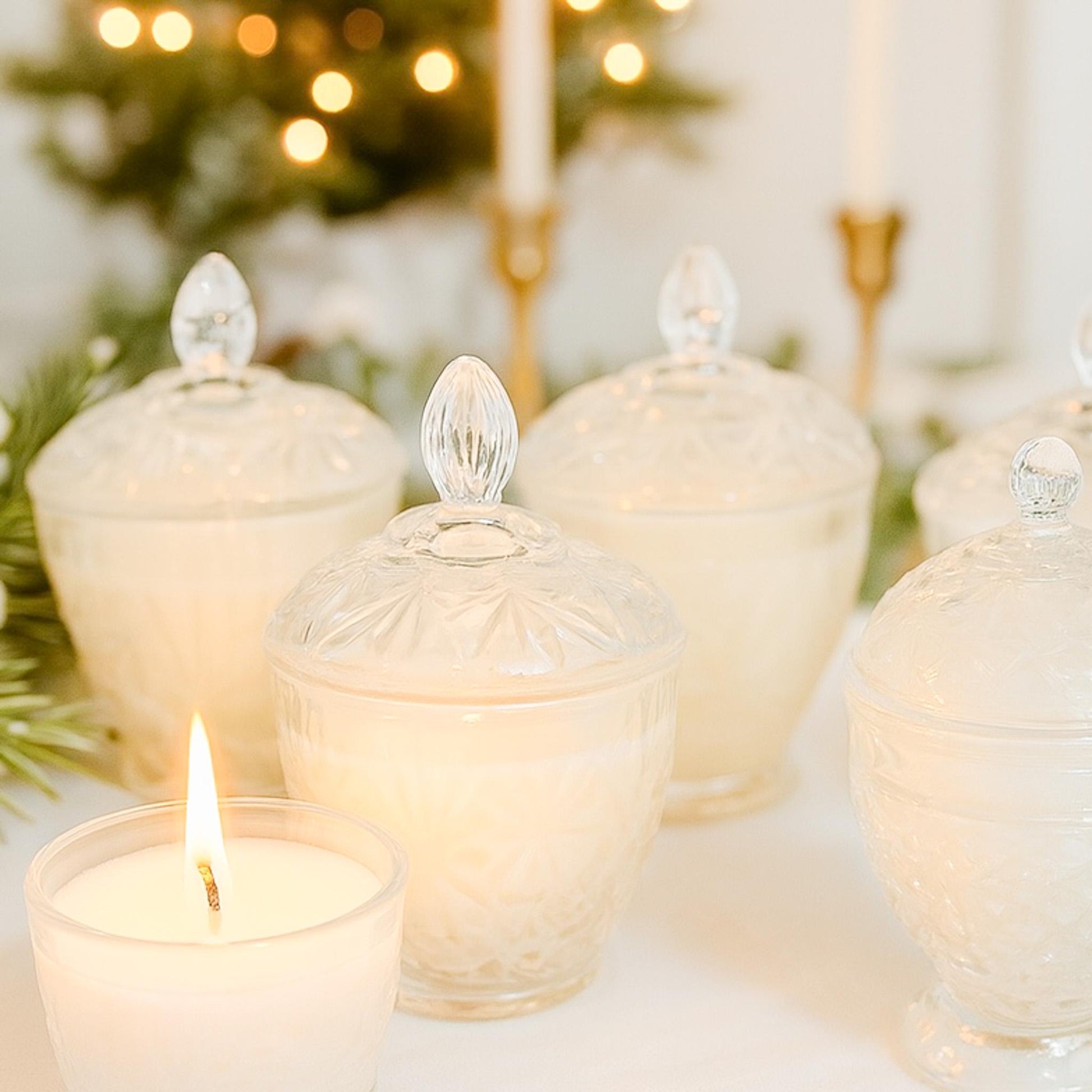 Soy Candle in Vintage Sugar Bowl with Lid, Holiday Gifts, Stocking Stuffers