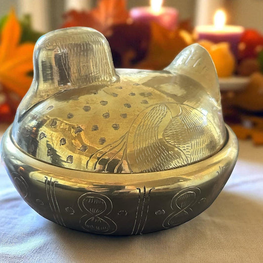 Soy Candle in Vintage Brass Duck Trinket Box, Mid Century Modern, Fall Candle, Coffee Table Décor