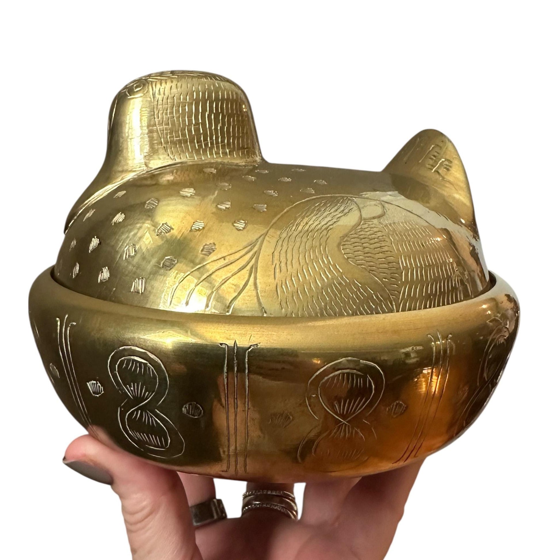 Soy Candle in Vintage Brass Duck Trinket Box, Mid Century Modern, Fall Candle, Coffee Table Décor
