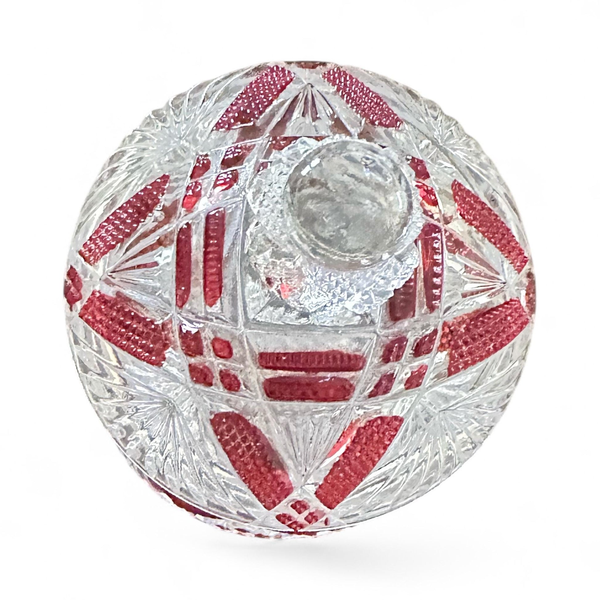 Soy Candle in Vintage Ruby Flash Crystal Covered Jar, Art Deco Style, Unique Christmas Gift for Wife