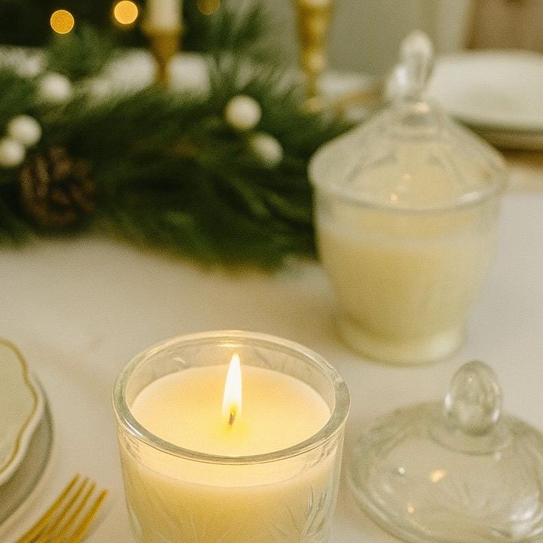 Soy Candle in Vintage Sugar Bowl with Lid, Holiday Gifts, Stocking Stuffers
