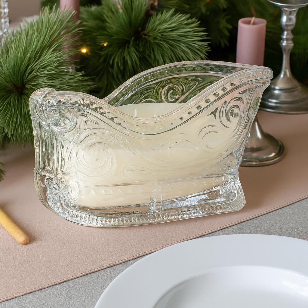 Soy Candle in Vintage Avon Crystal Sleigh, Holiday Candle, Unique Gift, Christmas Centerpiece