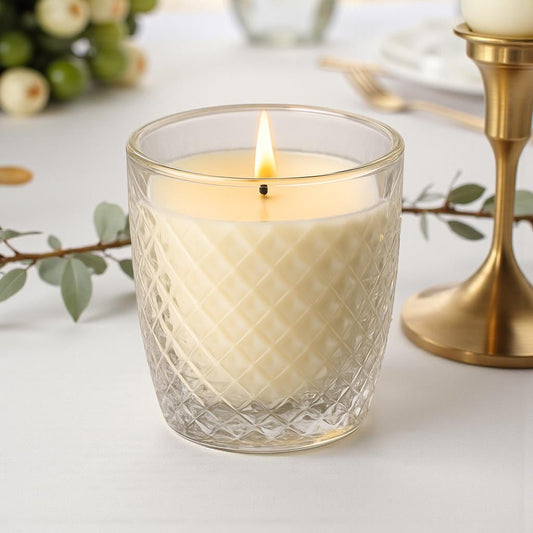 Scented Soy Candle in Vintage-Inspired Cross Hatch Rocks Tumbler, Christmas Gift, Holiday Decor