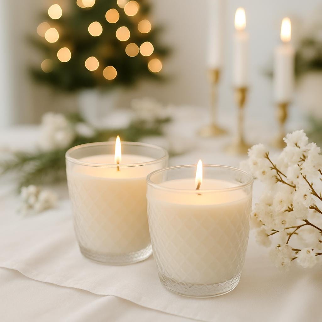 Scented Soy Candle in Vintage-Inspired Cross Hatch Rocks Tumbler, Christmas Gift, Holiday Decor