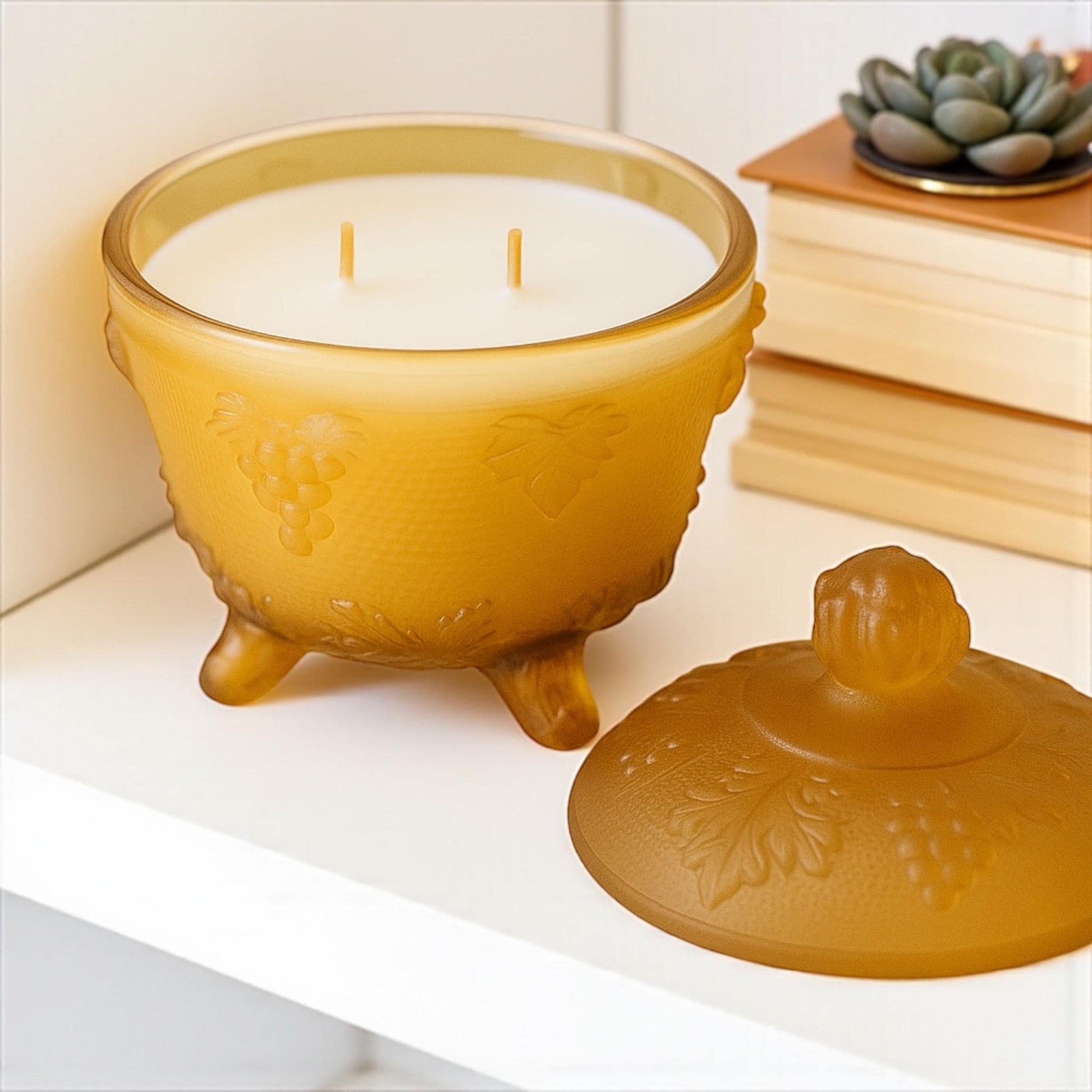 Scented Soy Candle in Vintage Candy Dish, Fall Candle