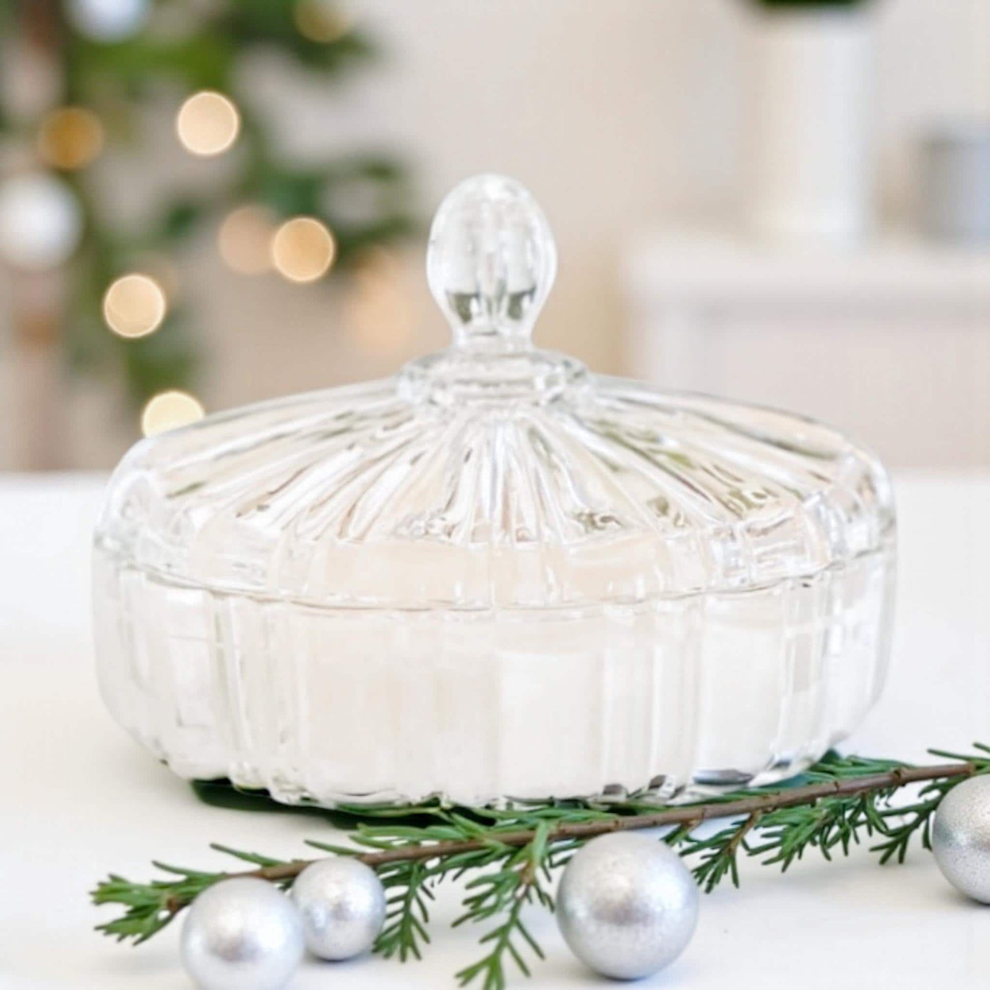 Soy Candle in Old Cafe Candy Dish - Holiday Scents