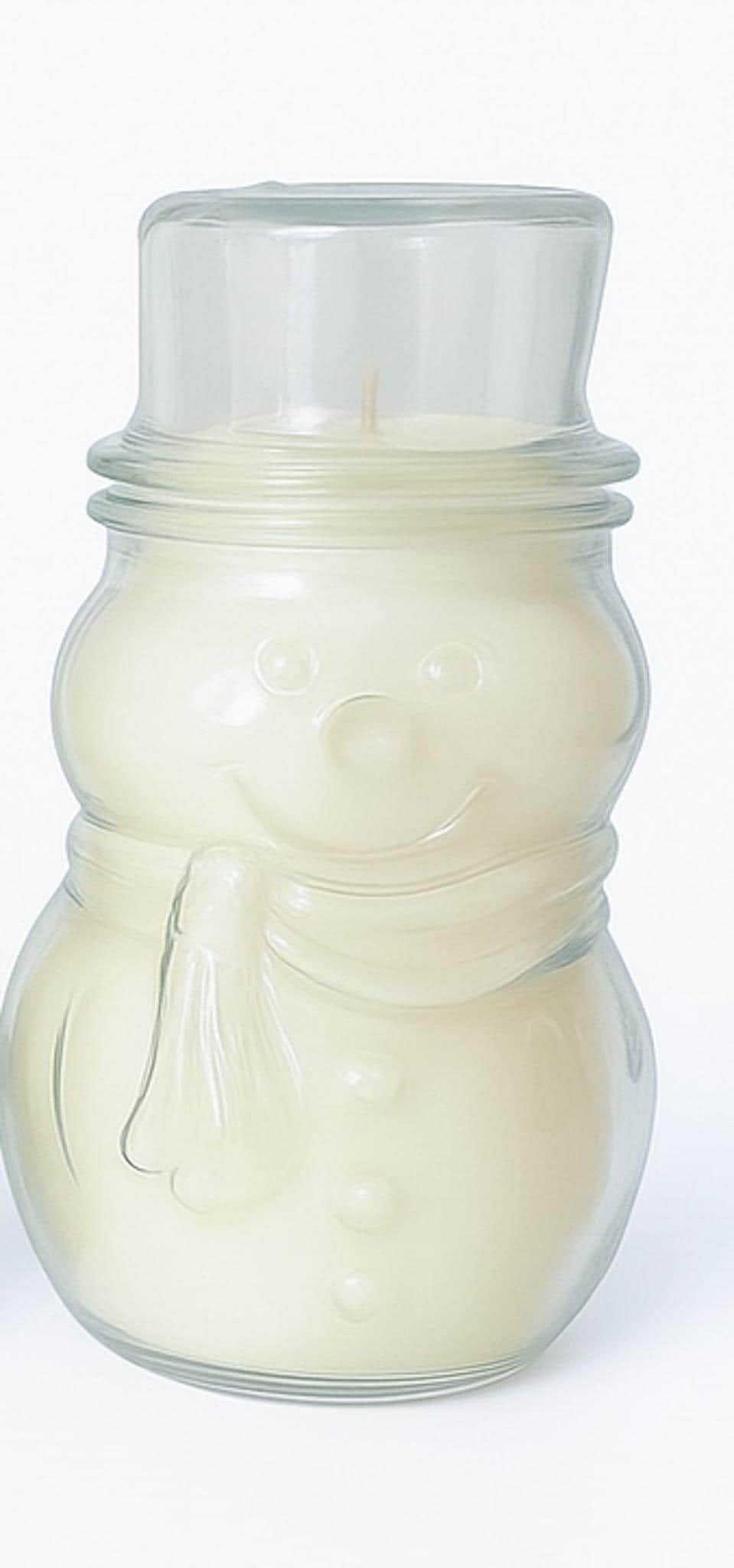 Soy Candle in Vintage Libbey Glass Christmas Jar, Santa or Snowman, Retro Holiday Candle
