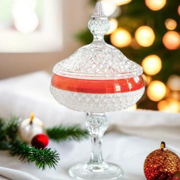 Elegant Black Currant Candle in Vintage Ruby Flash Dish