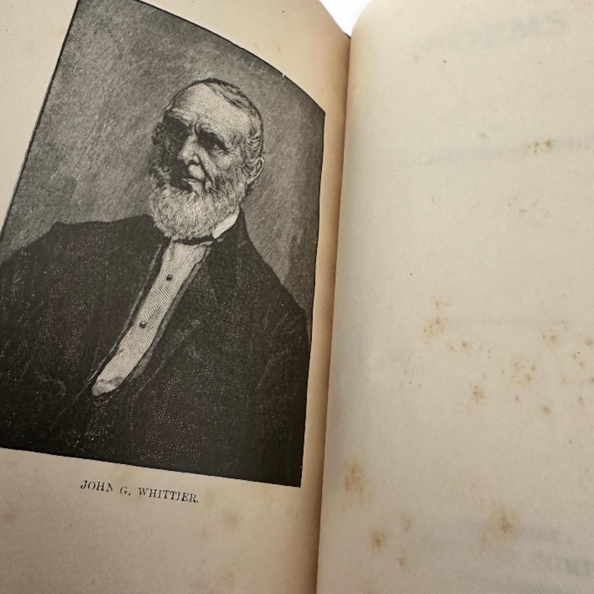 Candlelit Christmas Classics Gift Set – Vintage Milk Glass Candle, Antique Whittier Book