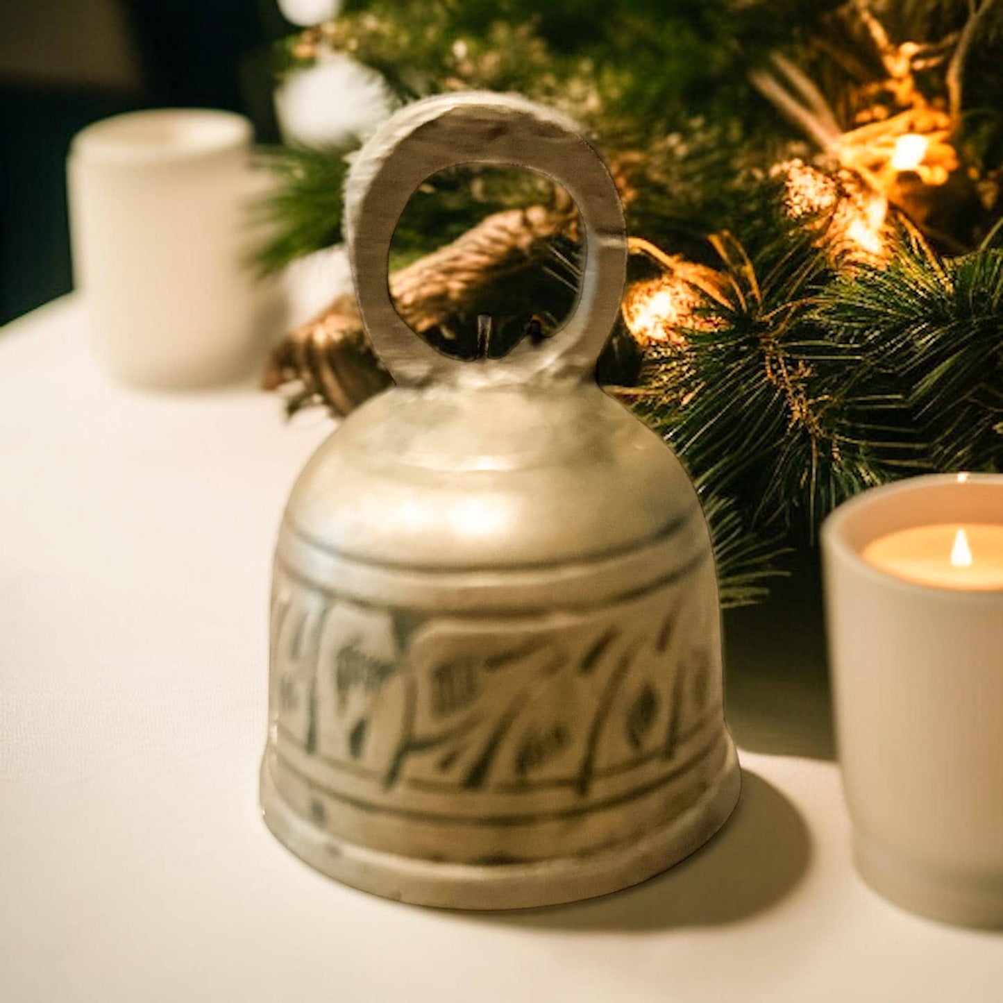 Small Vintage Etched Brass Bell – Ornament for Holiday Decor
