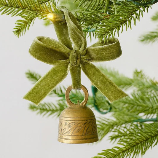 Small Vintage Etched Brass Bell – Ornament for Holiday Decor