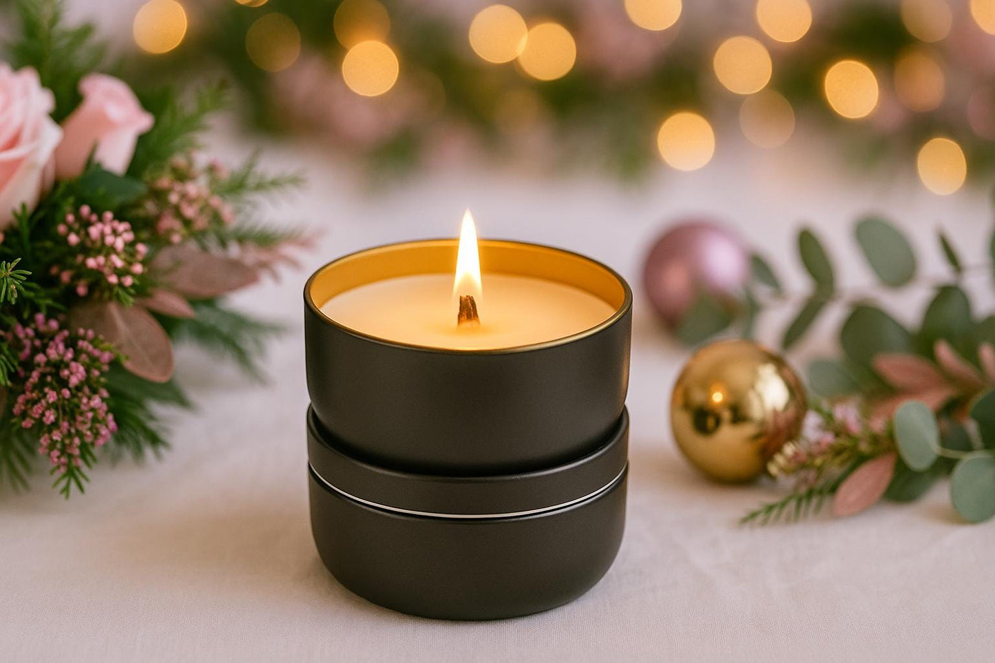 Soy Candle Gift Set: 6 Travel Tin Sampler, Seasonal Scents