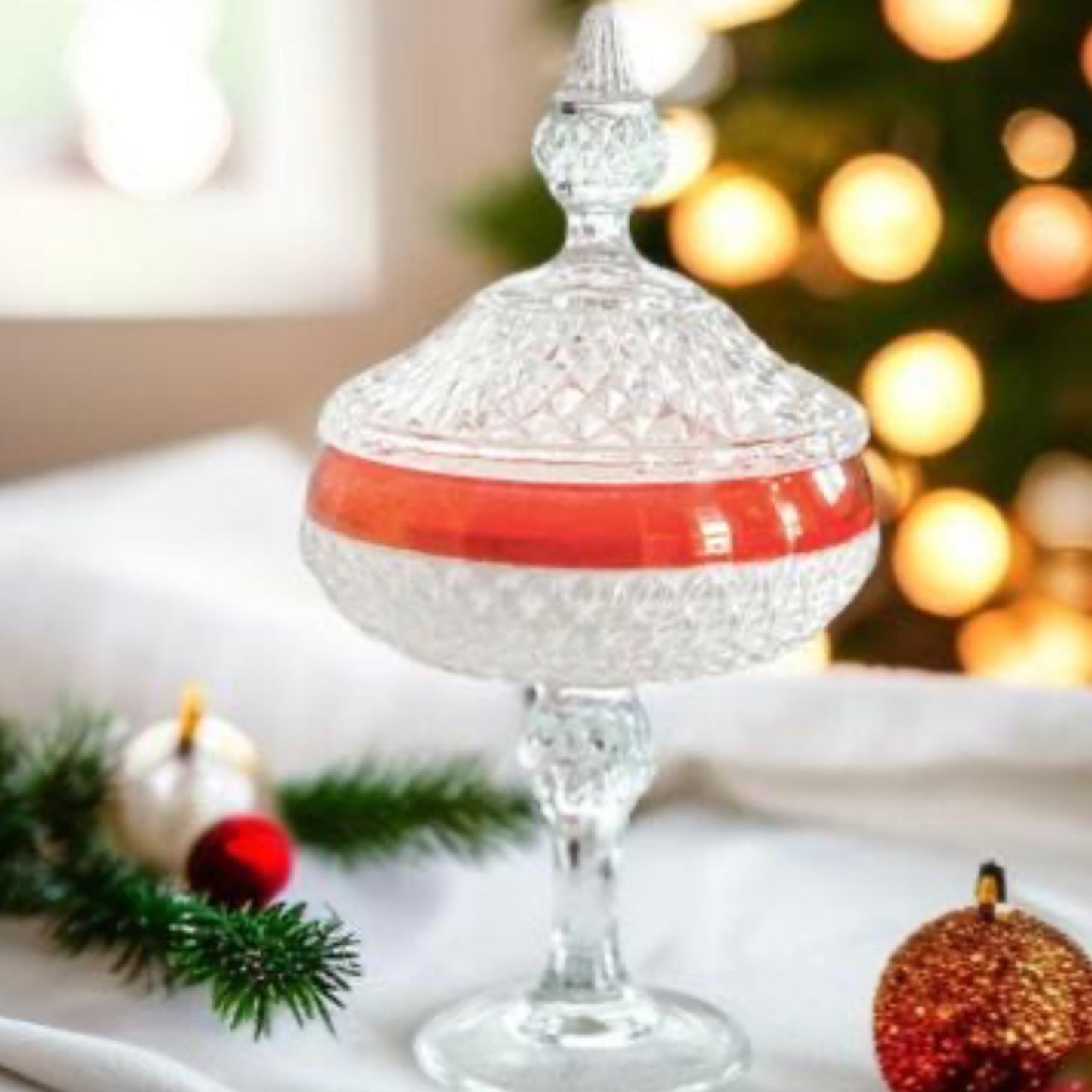 Elegant Black Currant Candle in Vintage Ruby Flash Dish