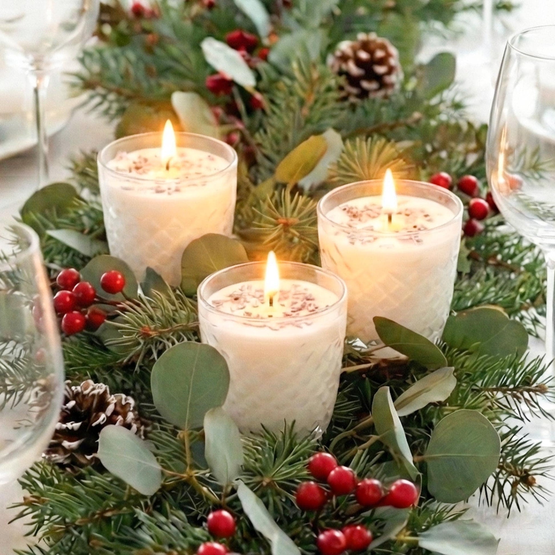 Trio Holiday Candle Gift Set – Frosted Juniper in Vintage-Inspired Glass