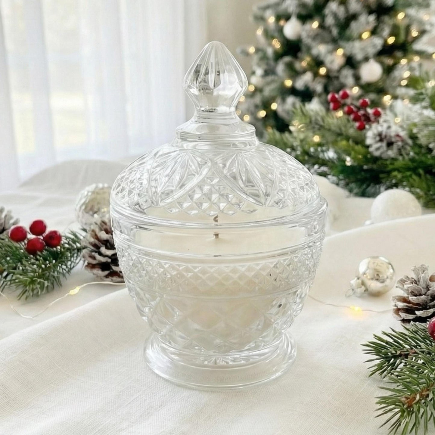Soy Candle in Vintage Sugar Bowl with Lid, Holiday Gifts, Stocking Stuffers