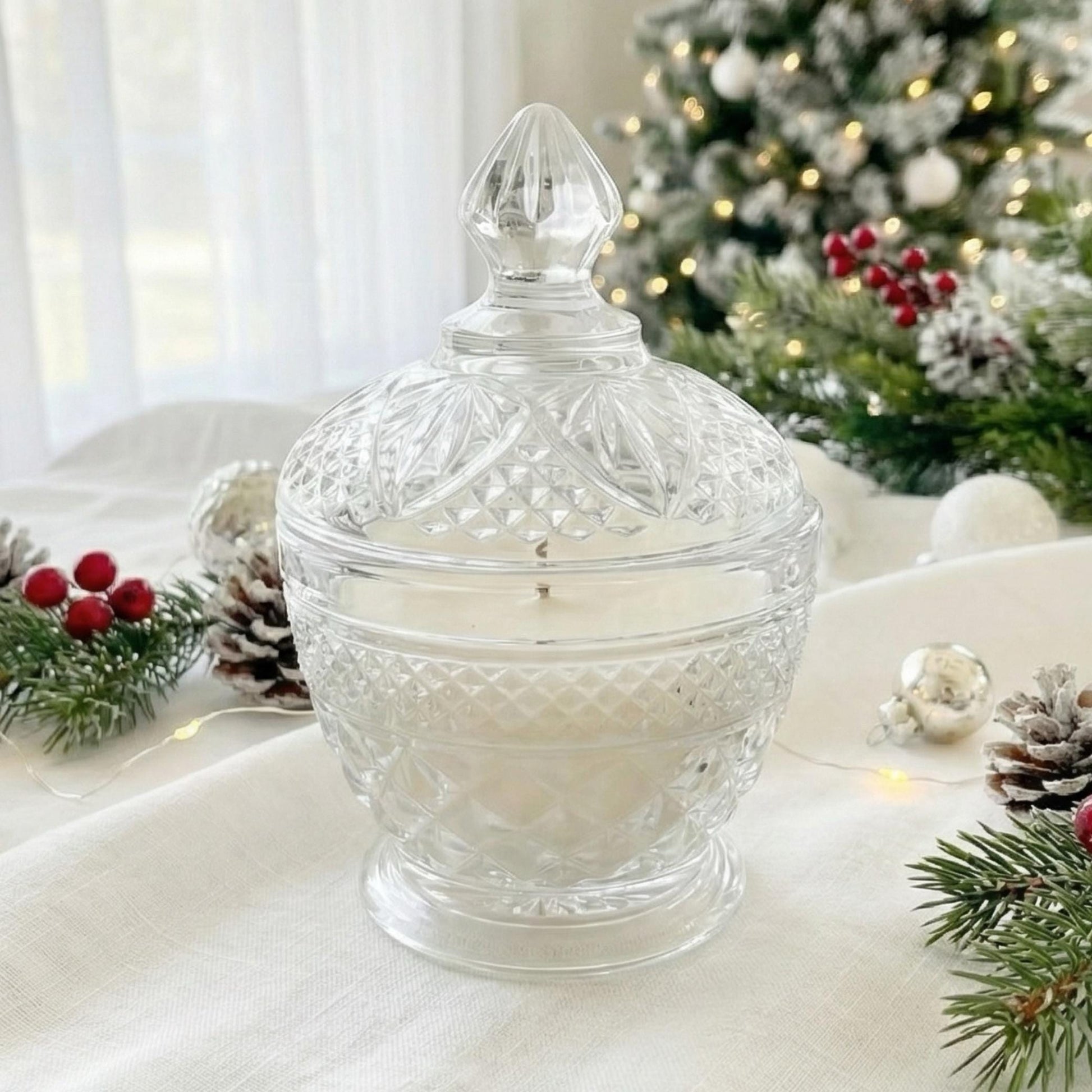 Soy Candle in Vintage Sugar Bowl with Lid, Holiday Gifts, Stocking Stuffers