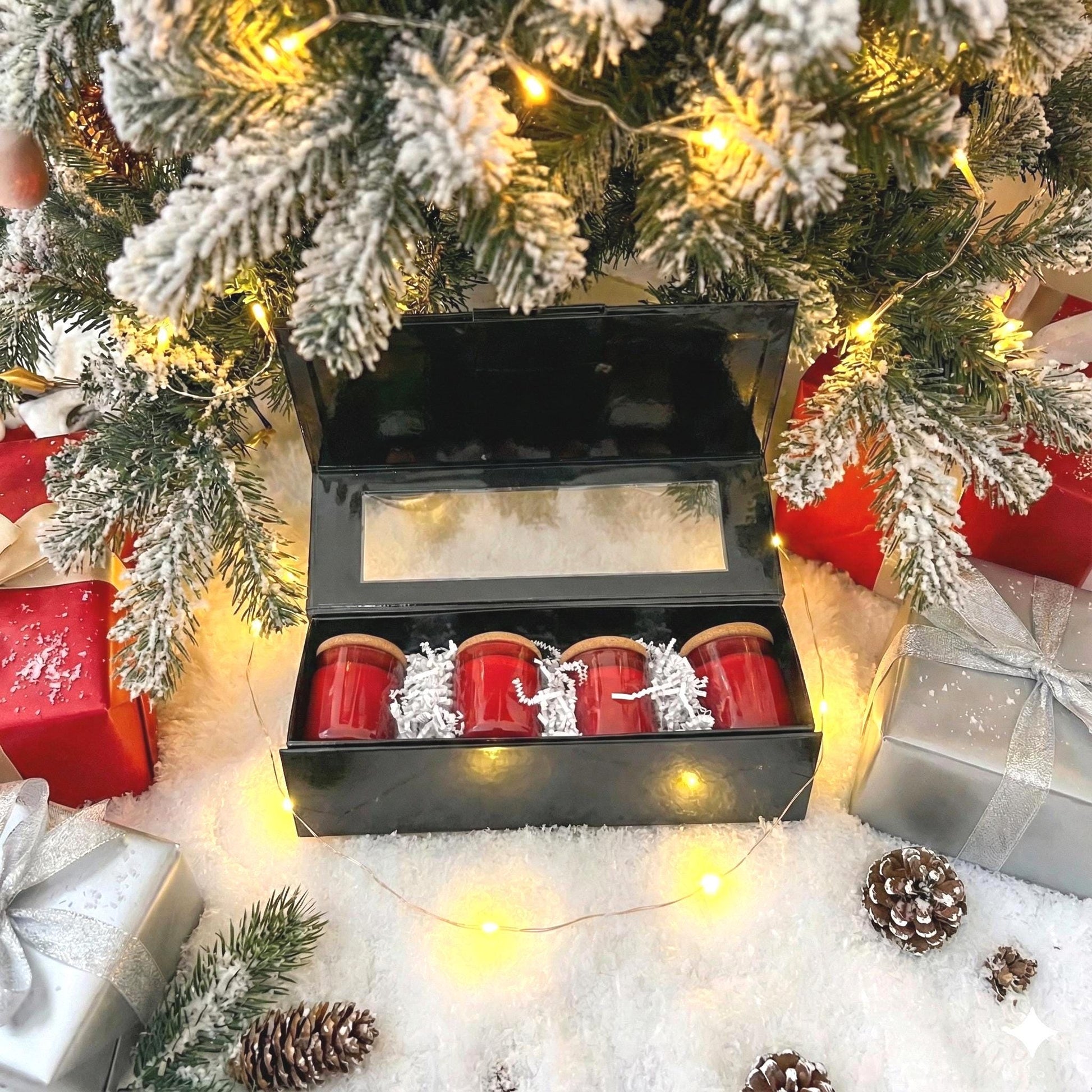 Holiday Votive Candle Set (4) – Red or Green Mini Tumblers
