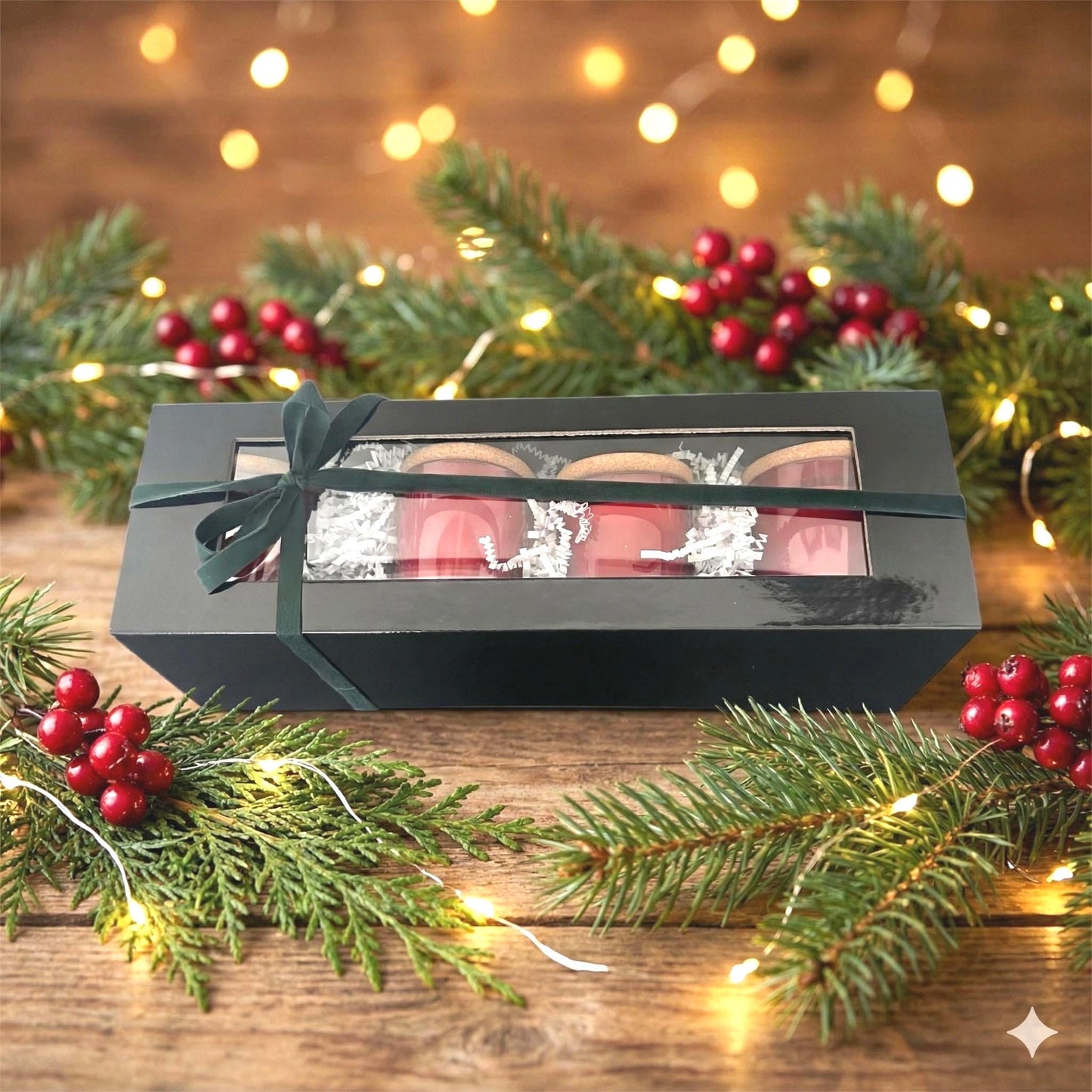 Holiday Votive Candle Set (4) – Red or Green Mini Tumblers