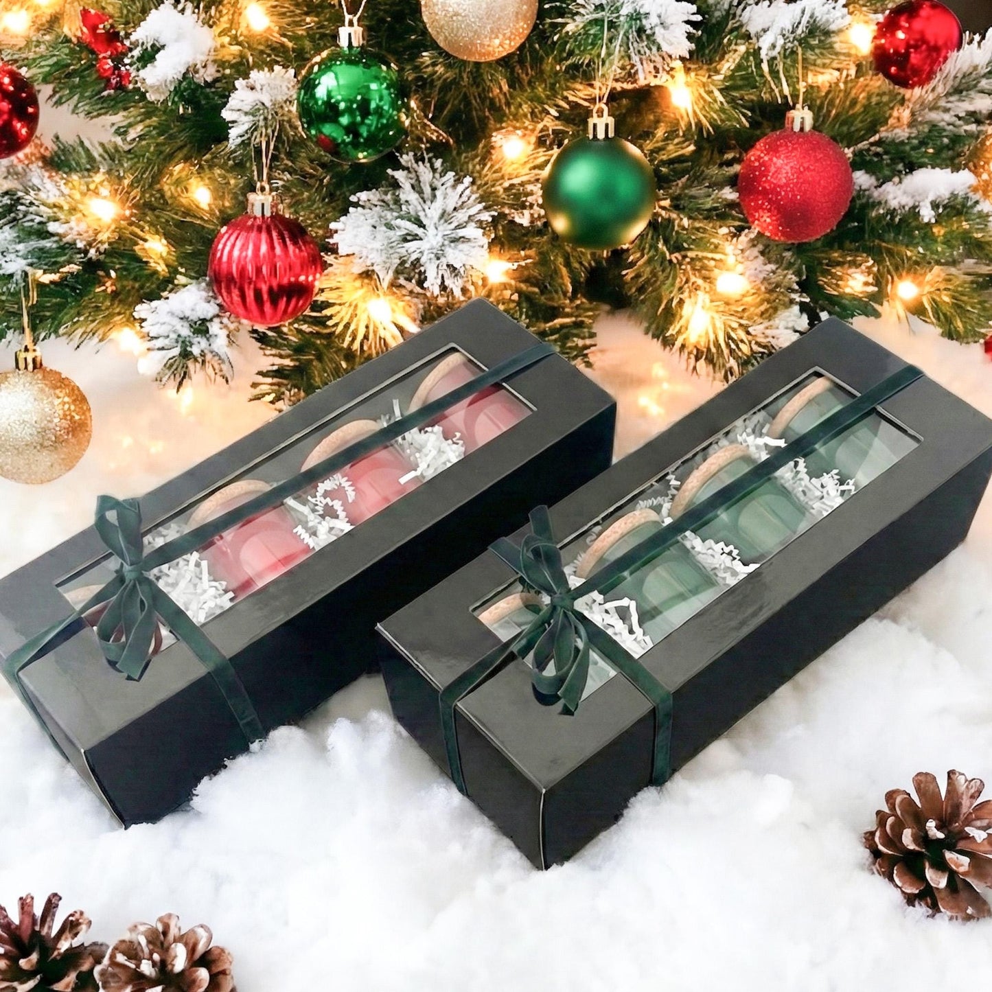 Holiday Votive Candle Set (4) – Red or Green Mini Tumblers