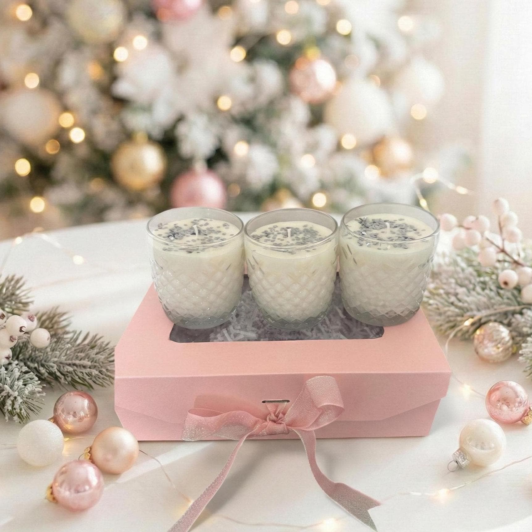 Trio Holiday Candle Gift Set – Frosted Juniper in Vintage-Inspired Glass