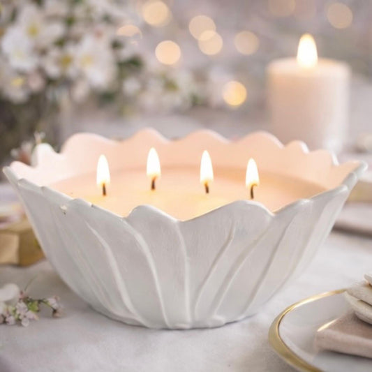 Vintage Gardenia Tuberose Candle | Milk Glass Sunflower Bowl