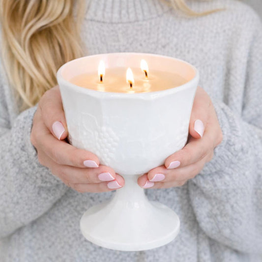 Soy Candle in Vintage Colony Harvest Milk Glass Planter