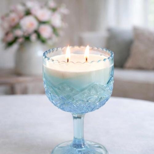 Scented Candle in Vintage Footed Compote, Cottage Decor